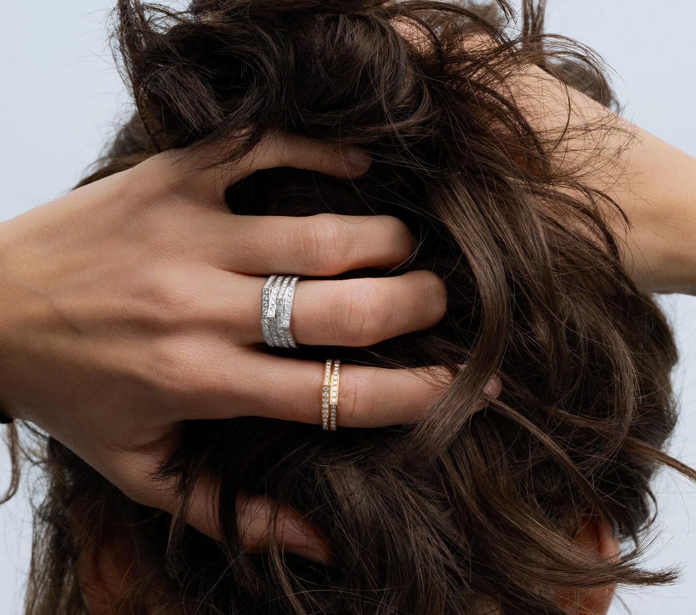 Repossi antifer pink white gold and diamonds ring
