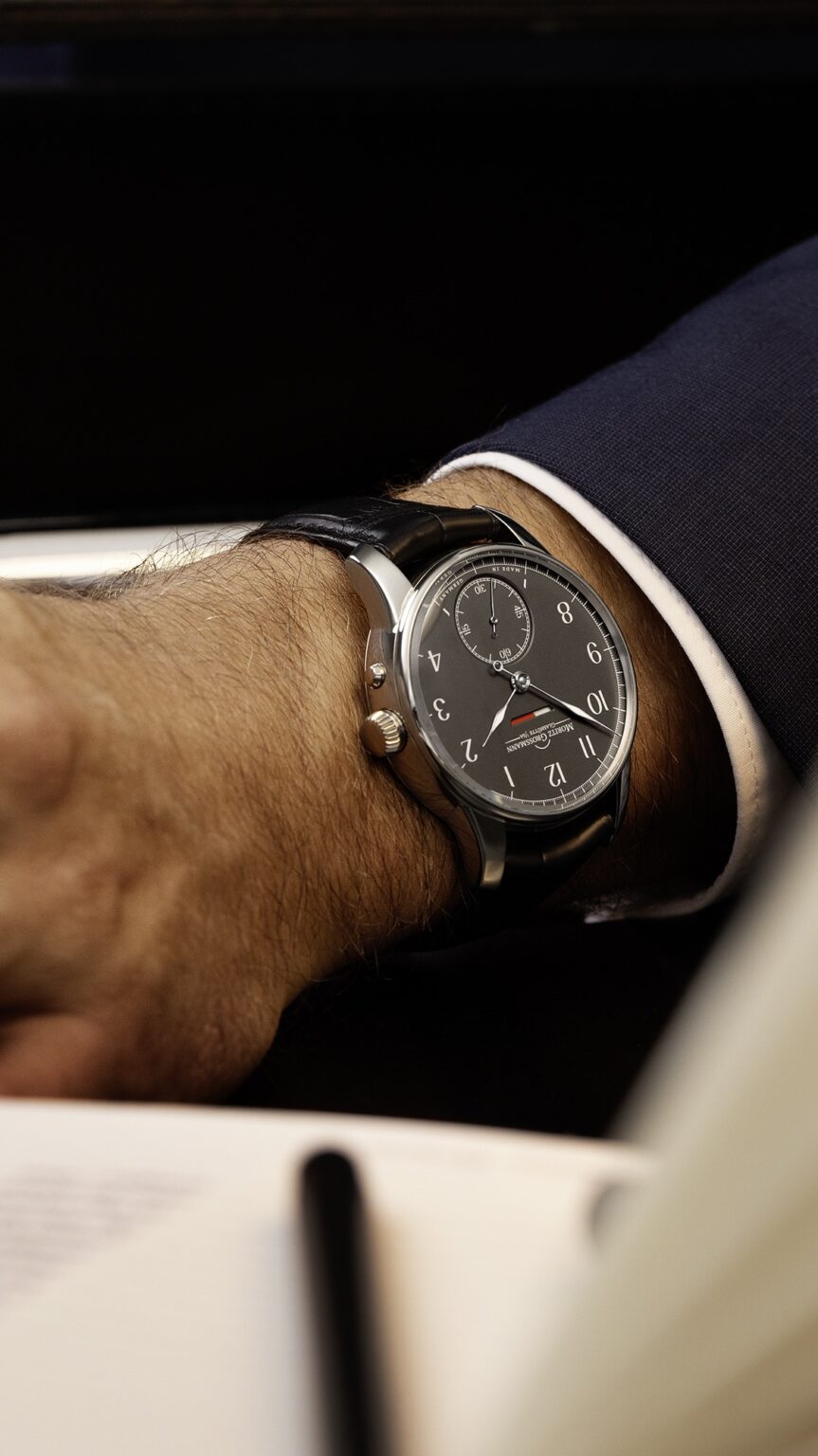 moritz grossmann benu PowerReserve on the wrist